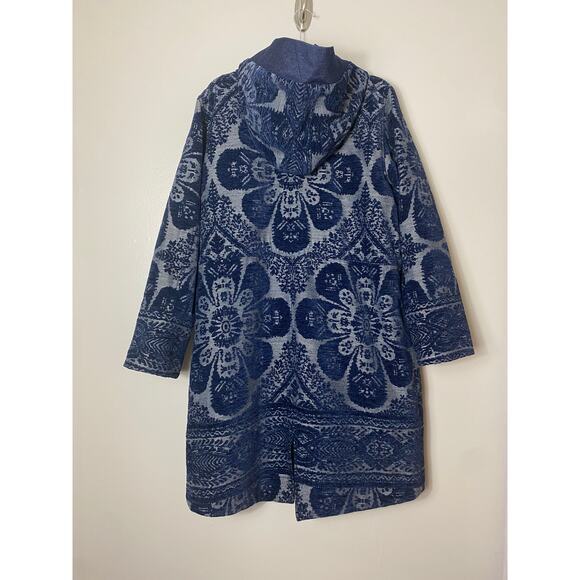 ANTHROPOLOGIE COAT BLUE CHENILLE TAPESTRY PARKA LONG JACKET BOHO OVERSIZED FALL - Picture 3 of 16